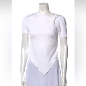 Helmut Lang Twist Shoulder White Crop Top